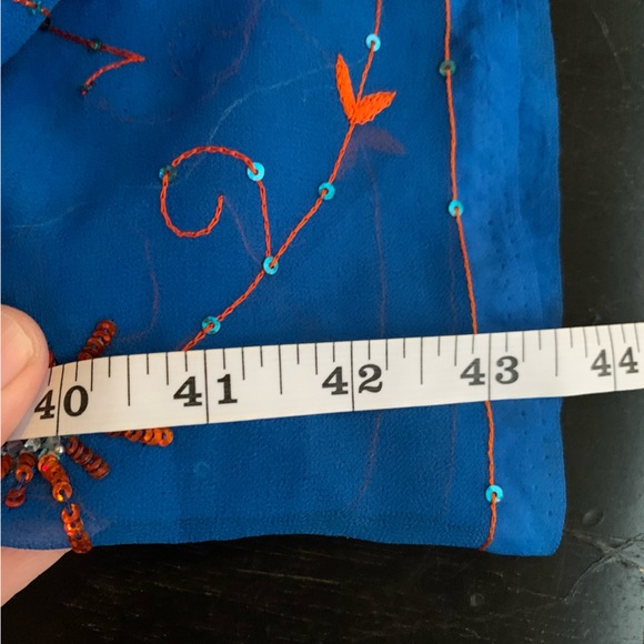 Vintage Sequined Gota Work Embroidered Blue Dupatta Stole Scarf Wrap X-Large - Picture 4 of 8